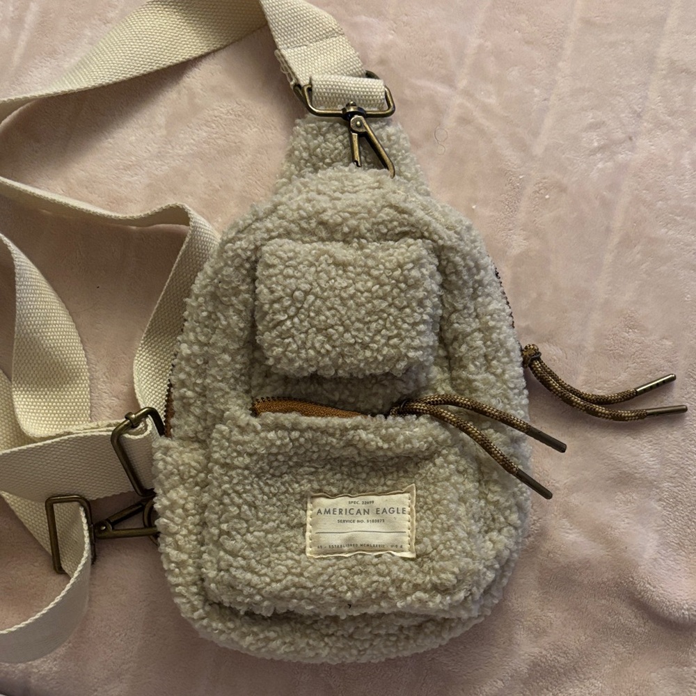 American Eagle Outfitters Cream Sherpa Mini Bag